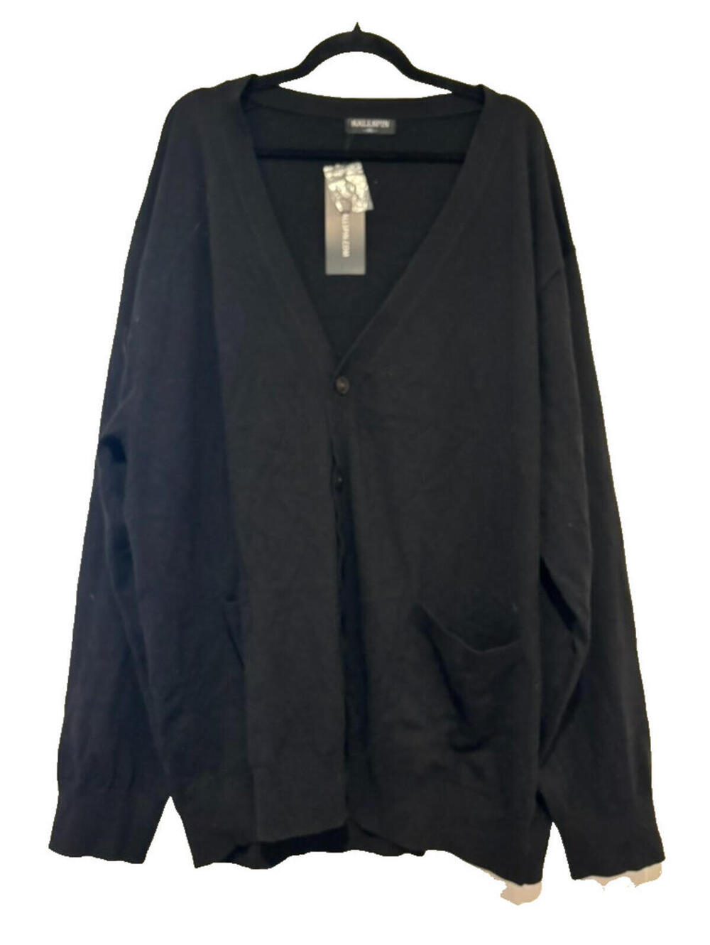 Kallspin sz 4X woold blend black V neck button down cardigan sweater pockets FF